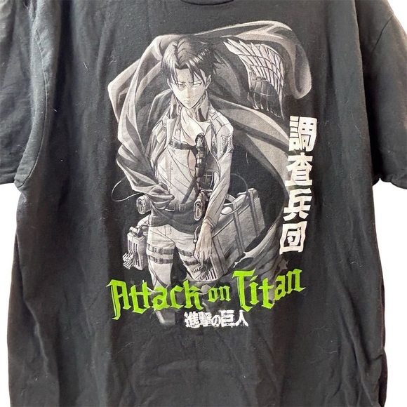 Attack on Titan Captain Levi T-Shirt XL Black Unisex Anime Graphic Tee - Picture 2 of 5